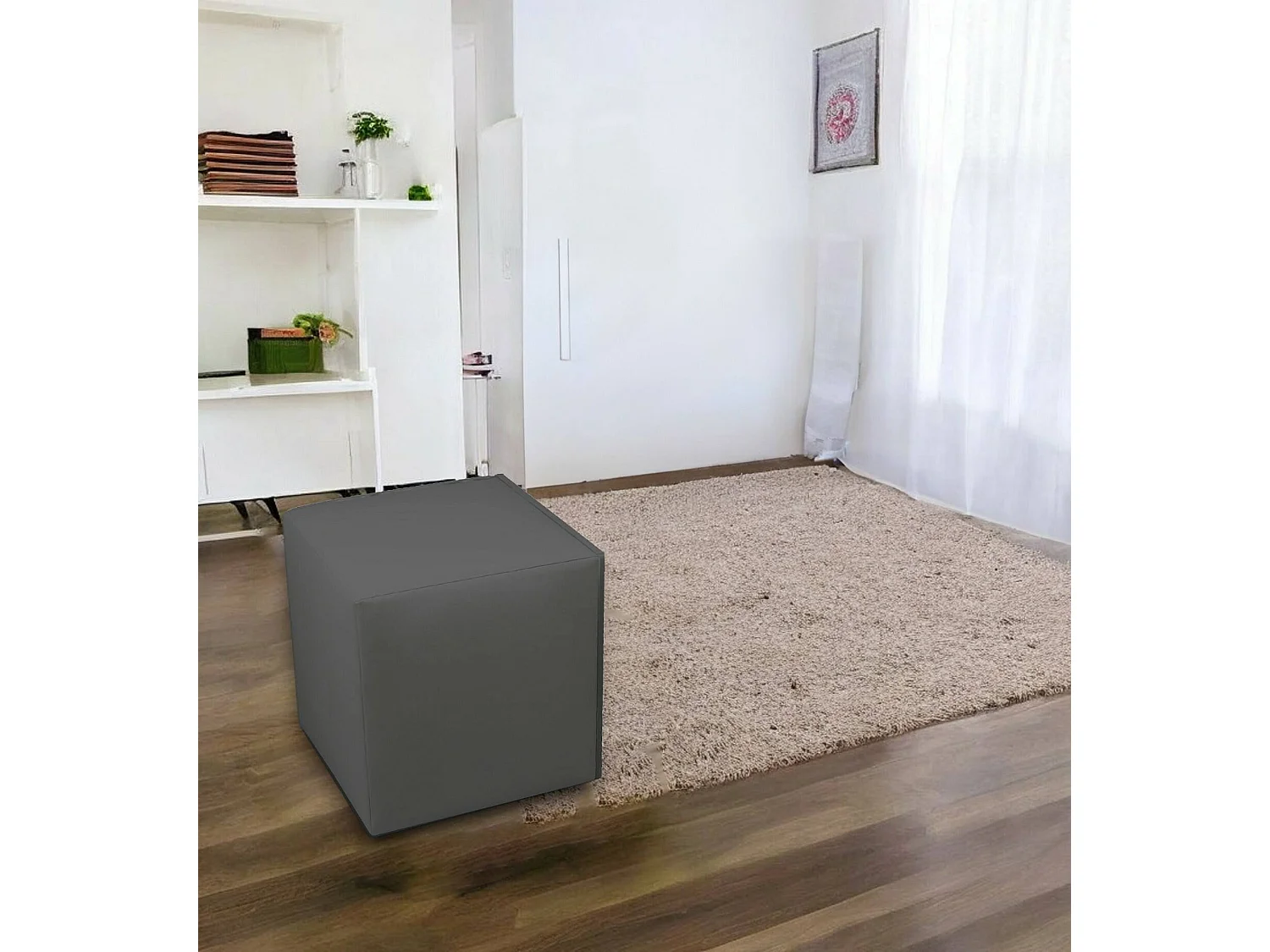 Pouf Accumoli, Mehrzwecksessel, Sitzsack, Hockerhocker, Made in Italy, 40x40 h42 cm, Dunkelgrau