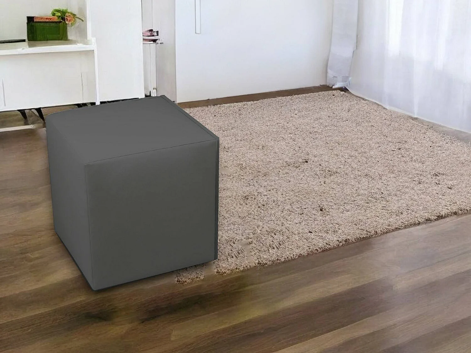 Pouf Accumoli, Fauteuil polyvalent, Chaise sac, Pouf repose-pieds, Made in Italy, 40x40 h42 cm, Gris foncé