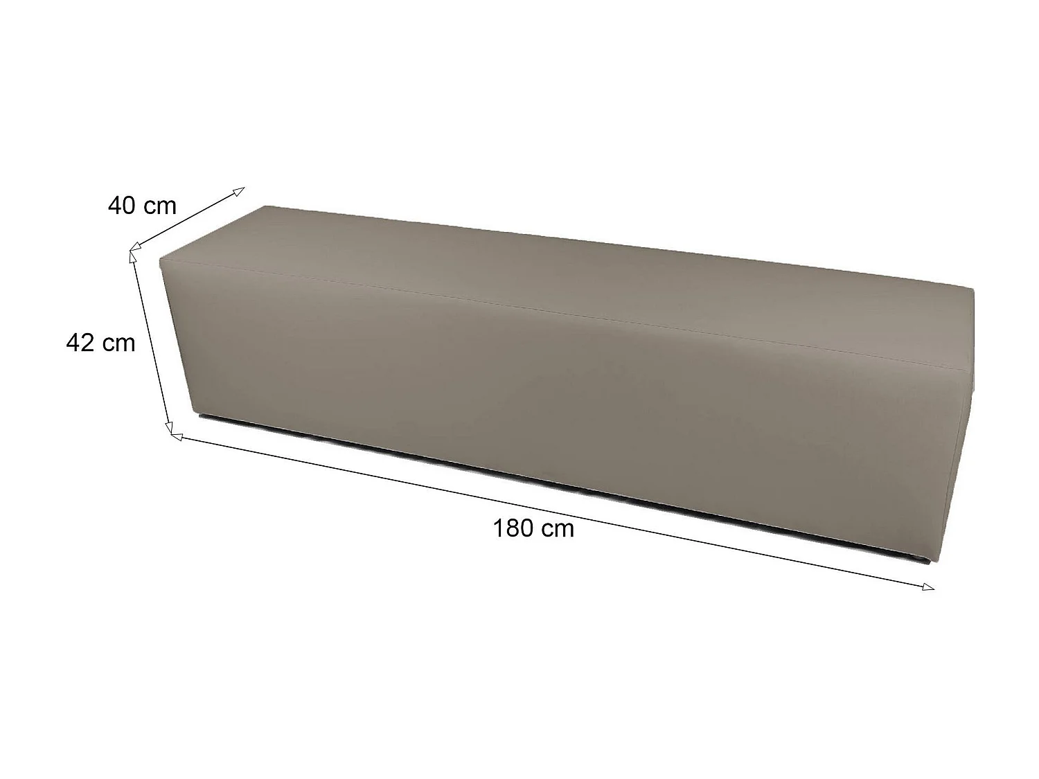 Puf Apecchio, Sillón multiusos, Puf, Puf reposapiés, Made in Italy, 180x40 h42 cm, Tórtola