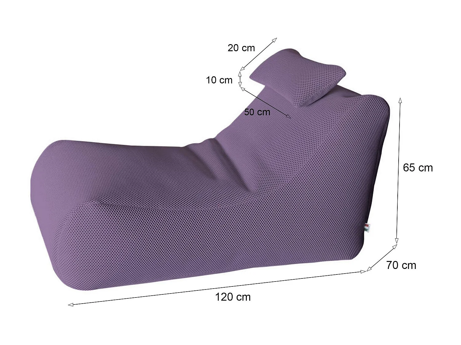 Pouf ÐœÑ–hck, Fauteuil polyvalent, Chaise sac, Pouf repose-pieds, Made in Italy, 70x120 h65 cm, Violet