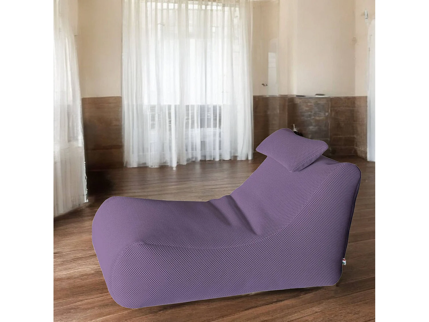 Pouf ÐœÑ–hck, Fauteuil polyvalent, Chaise sac, Pouf repose-pieds, Made in Italy, 70x120 h65 cm, Violet