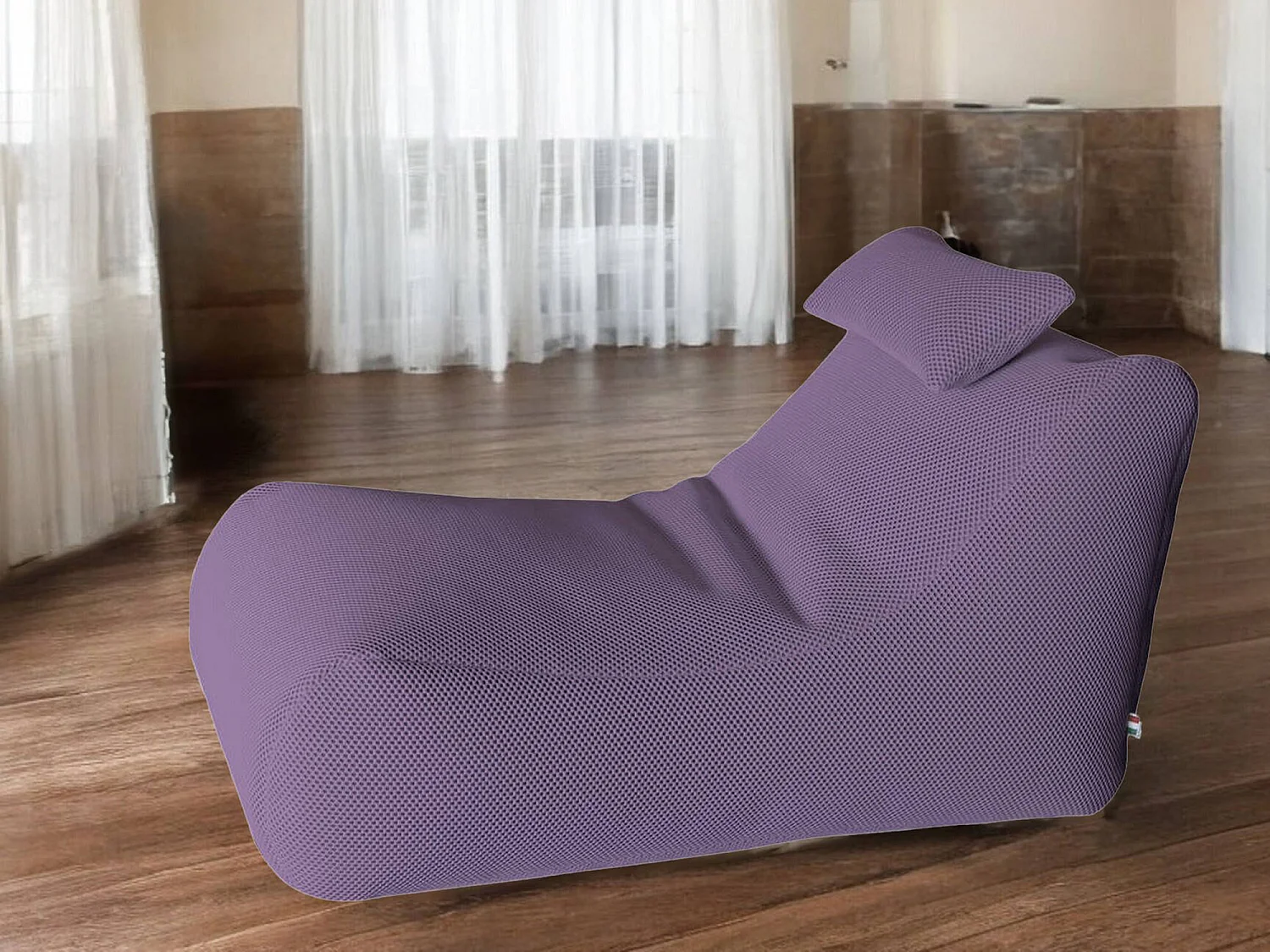 Pouf ÐœÑ–hck, Fauteuil polyvalent, Chaise sac, Pouf repose-pieds, Made in Italy, 70x120 h65 cm, Violet