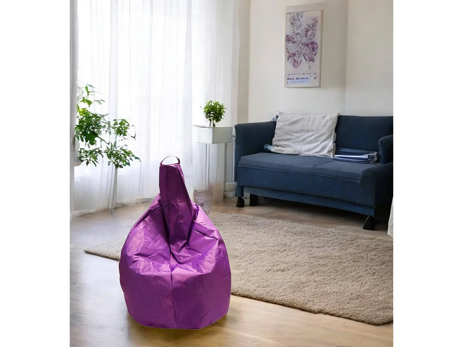 Pouf Angillina, Fauteuil polyvalent, Chaise sac, Pouf repose-pieds, Made in Italy, 80x80 h120 cm, Violet
