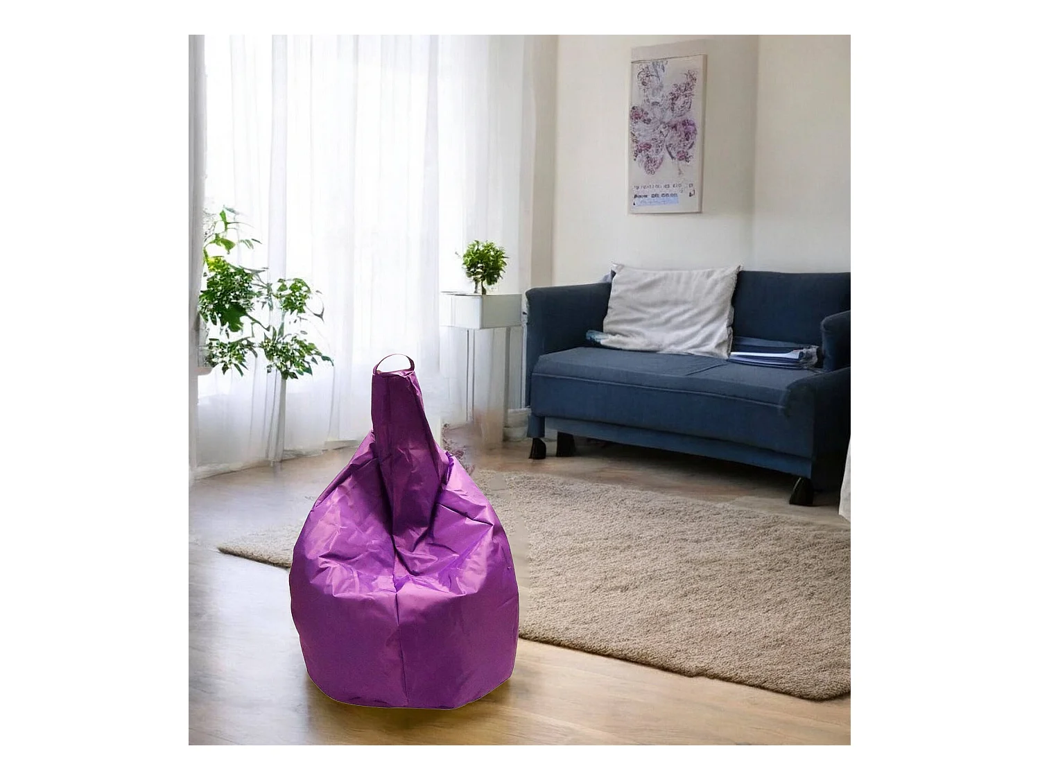 Pouf Angillina, Fauteuil polyvalent, Chaise sac, Pouf repose-pieds, Made in Italy, 80x80 h120 cm, Violet