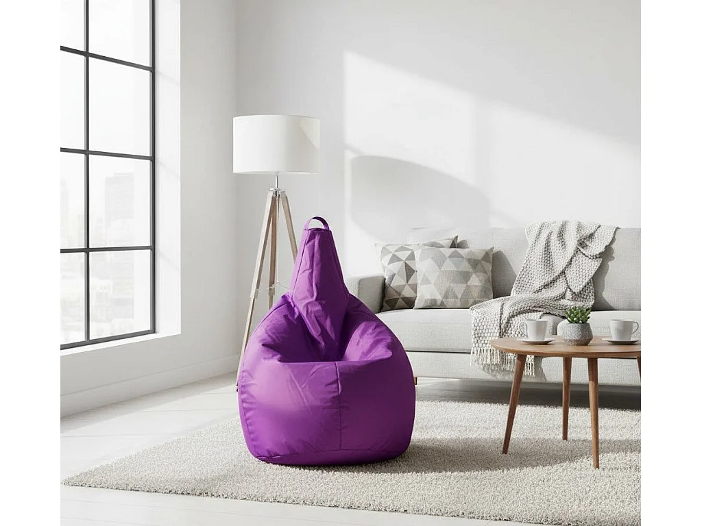 Pouf Angillina, Fauteuil polyvalent, Chaise sac, Pouf repose-pieds, Made in Italy, 80x80 h120 cm, Violet