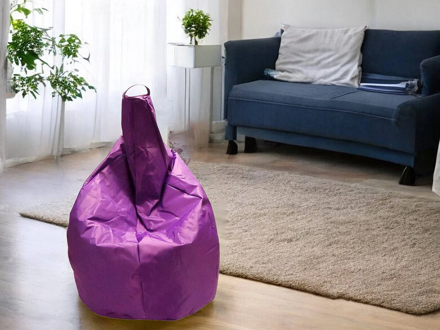 Angillina poef, Multifunctionele fauteuil, Zitzak, Voetenbank poef, Made in Italy, 80x80 h120 cm, Paars