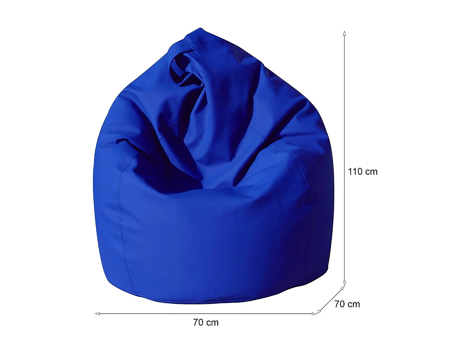 Pouf Azelia, Fauteuil polyvalent, Chaise sac, Pouf repose-pieds, Made in Italy, 70x70 h110 cm, Bleu