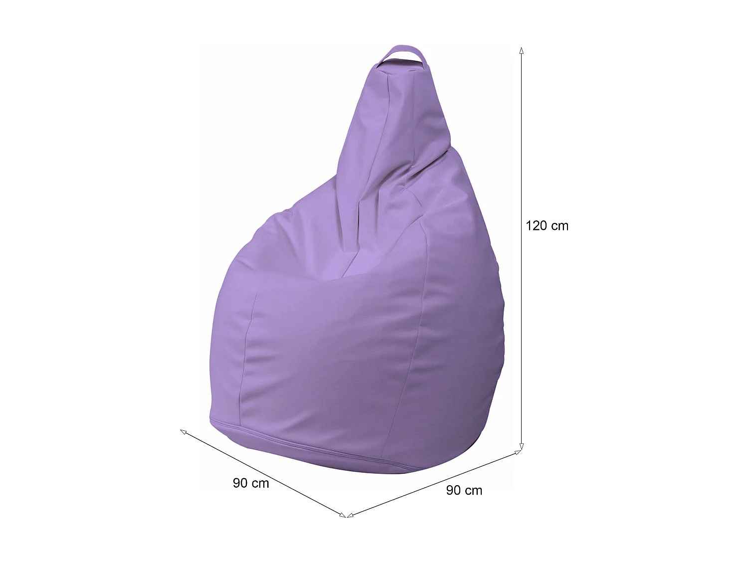 Pouf Aunter, Mehrzwecksessel, Sitzsack, Hockerhocker, Made in Italy, 90x90 h120 cm, Lila