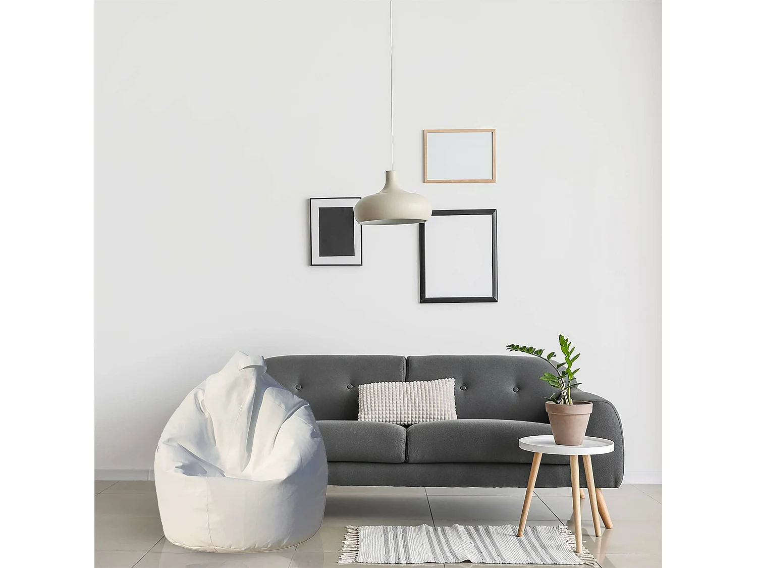 Pouf Alez, Fauteuil polyvalent, Chaise sac, Pouf repose-pieds, Made in Italy, 70x70 h110 cm, Blanc