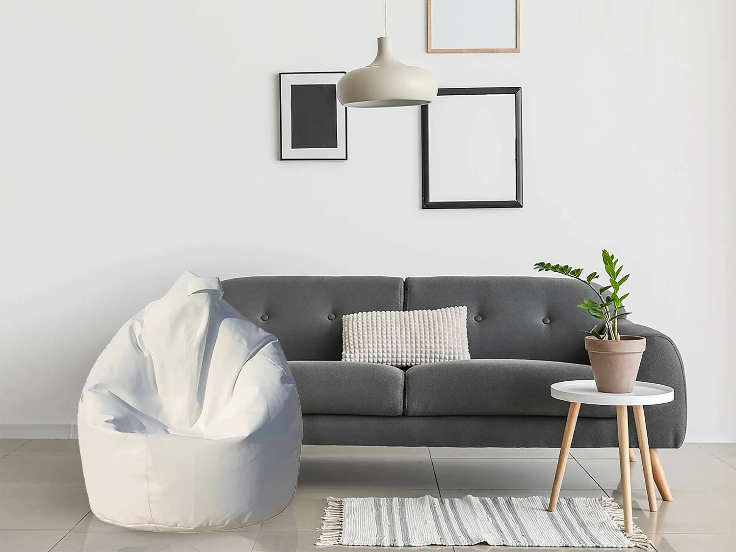 Pouf Alez, Fauteuil polyvalent, Chaise sac, Pouf repose-pieds, Made in Italy, 70x70 h110 cm, Blanc