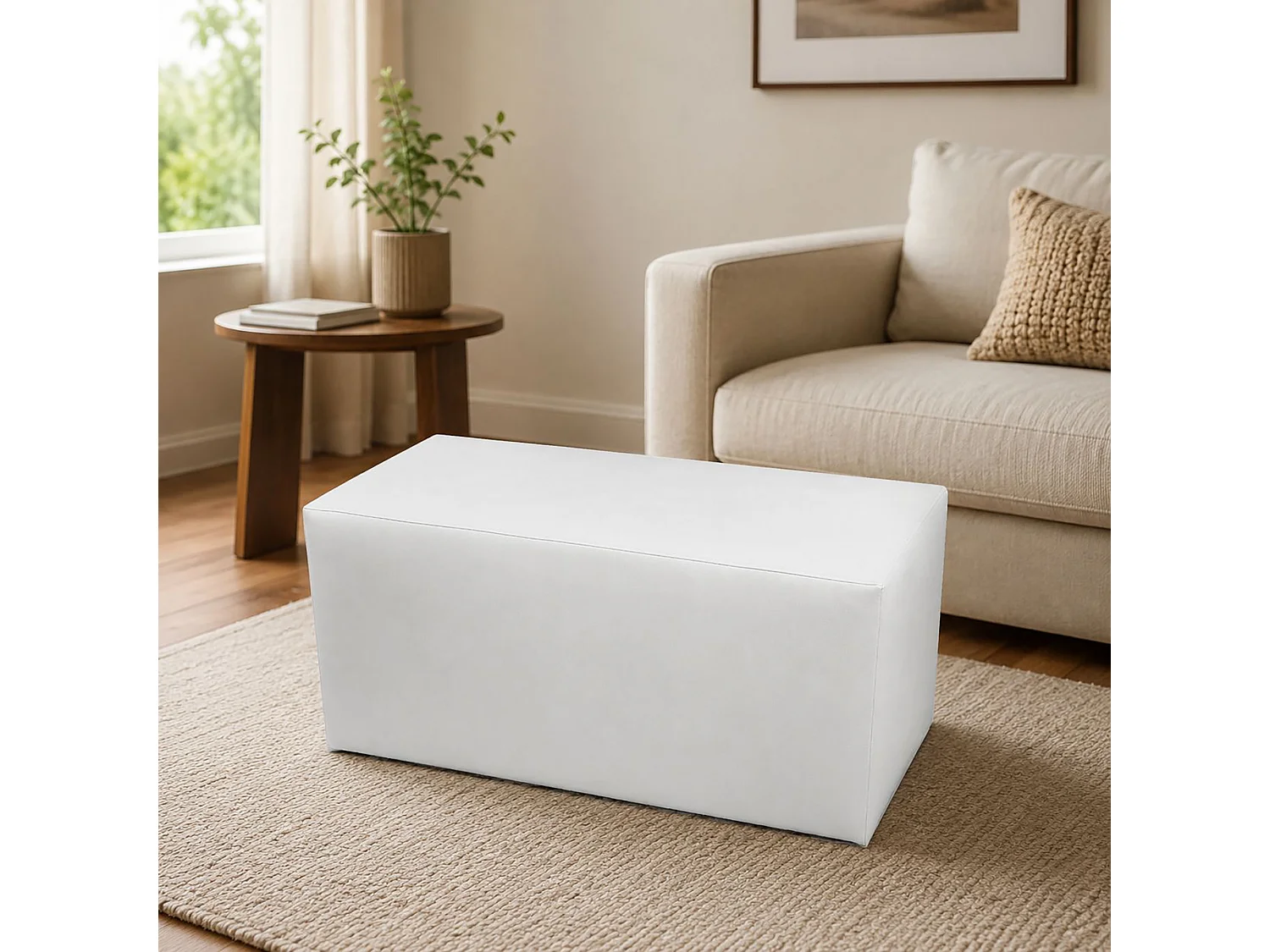 Pouf BucureÈ™ti, Mehrzwecksessel, Sitzsack, Hockerhocker, Made in Italy, 40x90 h42 cm, WeiÃŸ