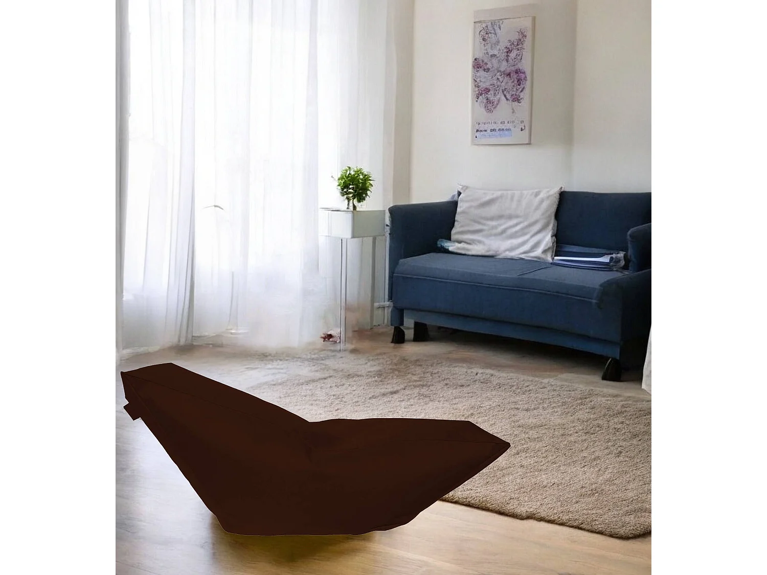 Pufe Aunter, Poltrona multiusos, Pufe, Pufe apoio para os pés, Fabricado em Itália, 160x50 h70 cm, Castanho