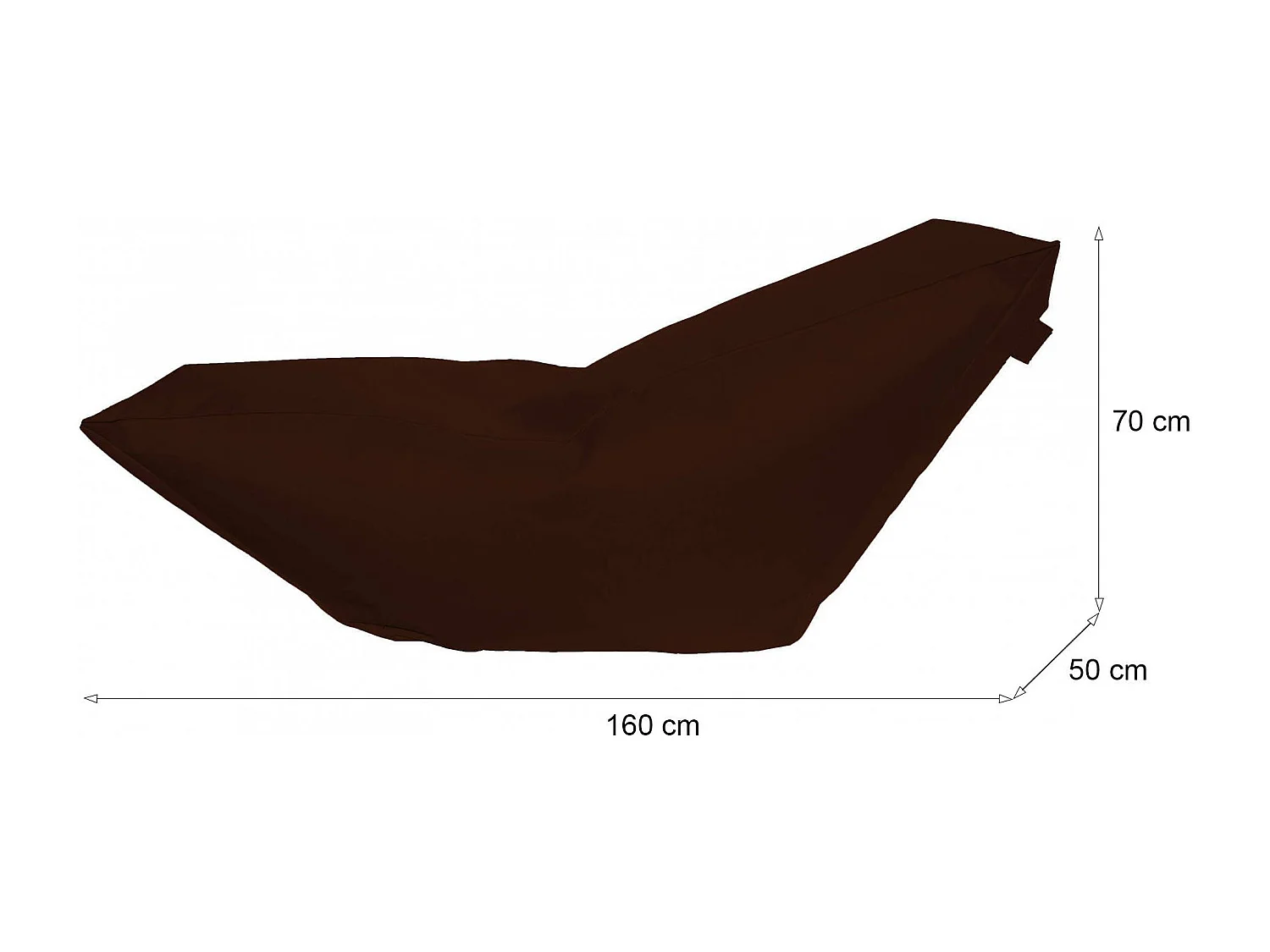 Pouf Aunter, Fauteuil polyvalent, Chaise sac, Pouf repose-pieds, Made in Italy, 160x50 h70 cm, Marron