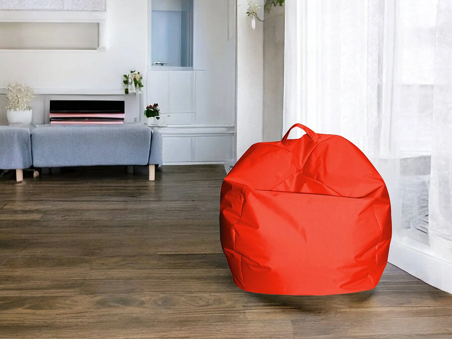 Ascia poef, Multifunctionele fauteuil, Zitzak, Voetenbank poef, Made in Italy, 65x65 h50 cm, Oranje