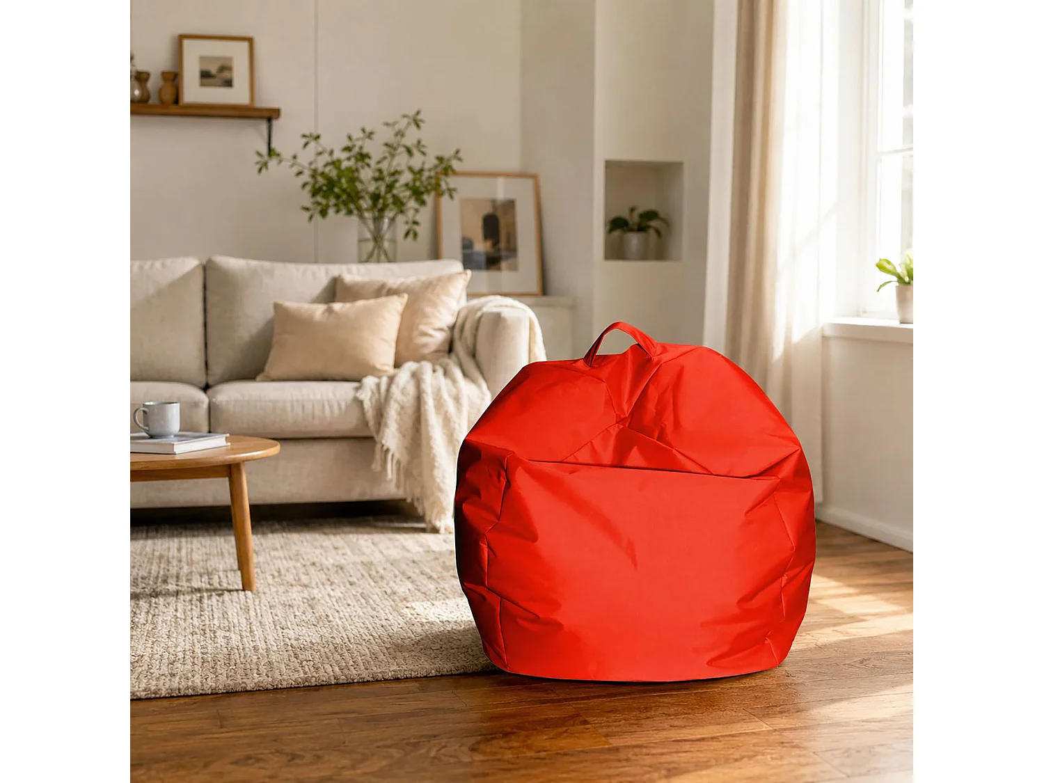 Pouf Ascia, Fauteuil polyvalent, Chaise sac, Pouf repose-pieds, Made in Italy, 65x65 h50 cm, Orange