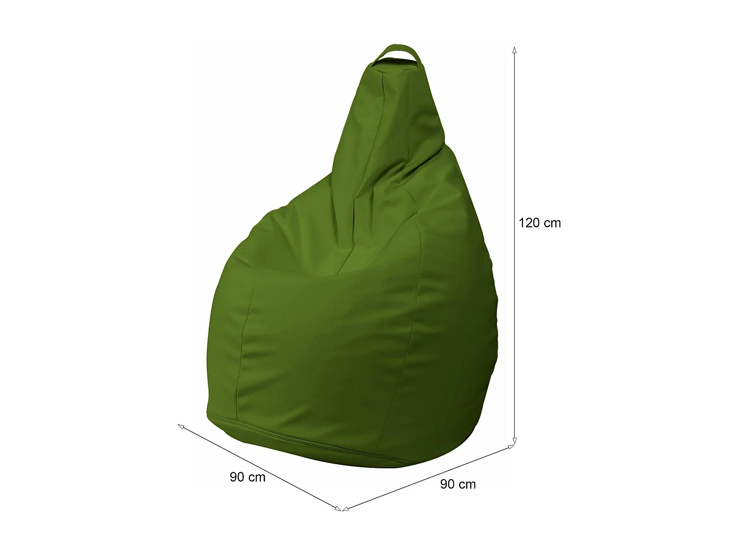 Pouf Aunter, Fauteuil polyvalent, Chaise sac, Pouf repose-pieds, Made in Italy, 90x90 h120 cm, Vert