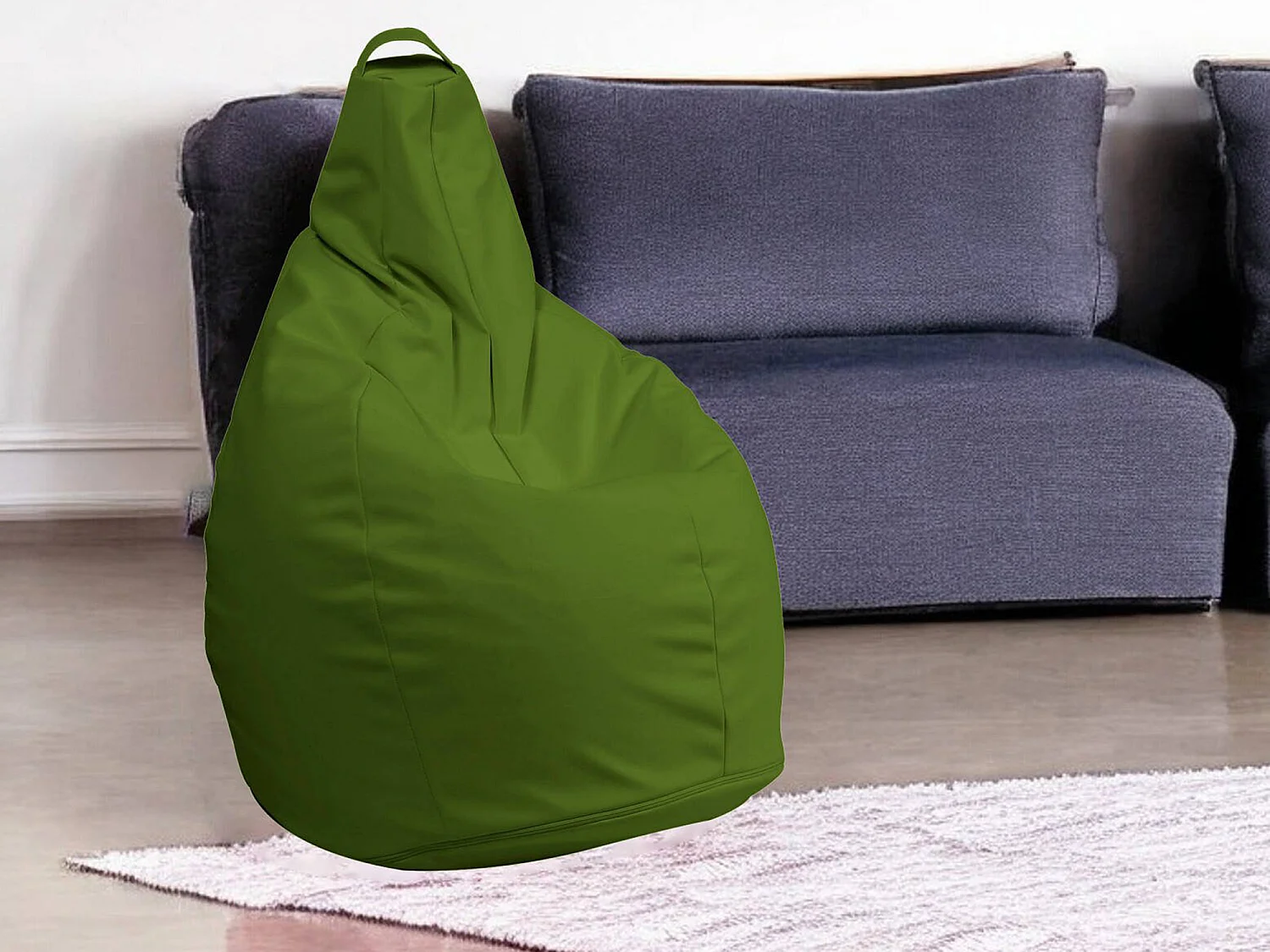 Pouf Aunter, Fauteuil polyvalent, Chaise sac, Pouf repose-pieds, Made in Italy, 90x90 h120 cm, Vert