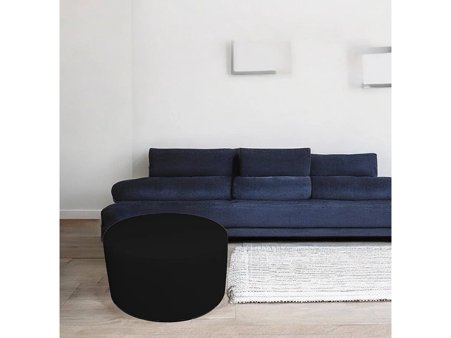 Pouf Anacapri, Mehrzwecksessel, Sitzsack, Hockerhocker, Made in Italy, 79x79 h42 cm, Schwarz