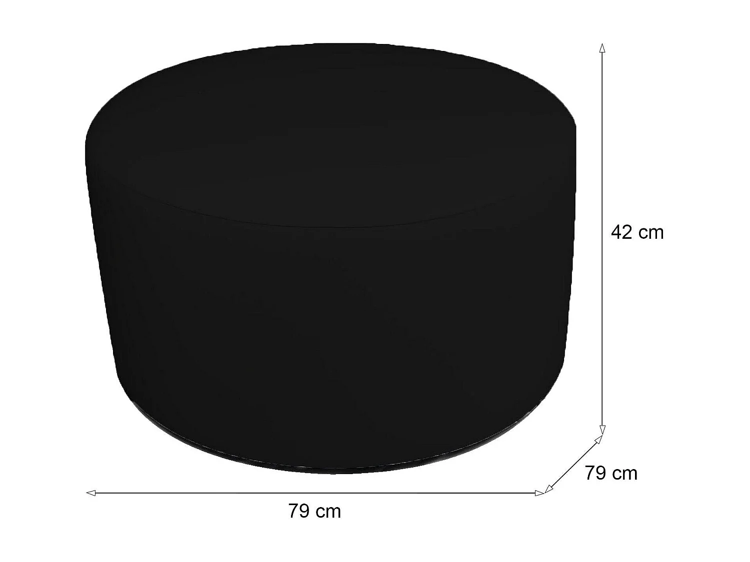 Pouf Anacapri, Mehrzwecksessel, Sitzsack, Hockerhocker, Made in Italy, 79x79 h42 cm, Schwarz