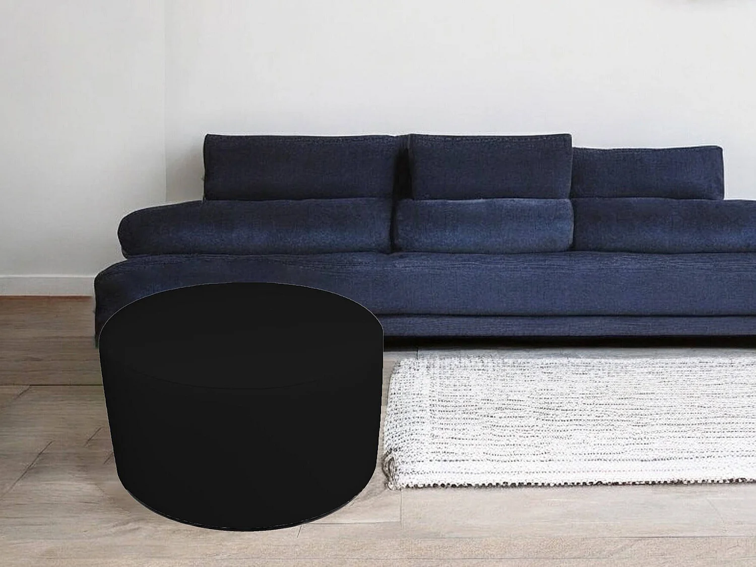 Anacapri poef, Multifunctionele fauteuil, Zitzak, Voetenbank poef, Made in Italy, 79x79 h42 cm, Zwart
