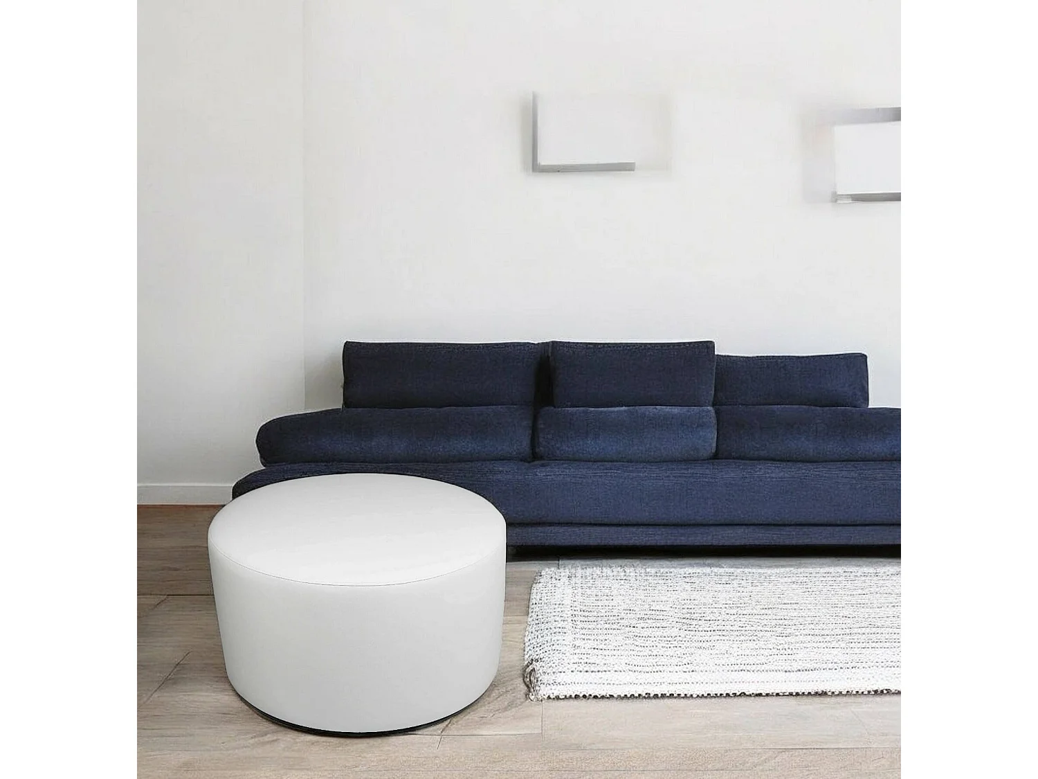 Pouf Anacapri, Mehrzwecksessel, Sitzsack, Hockerhocker, Made in Italy, 79x79 h42 cm, WeiÃŸ