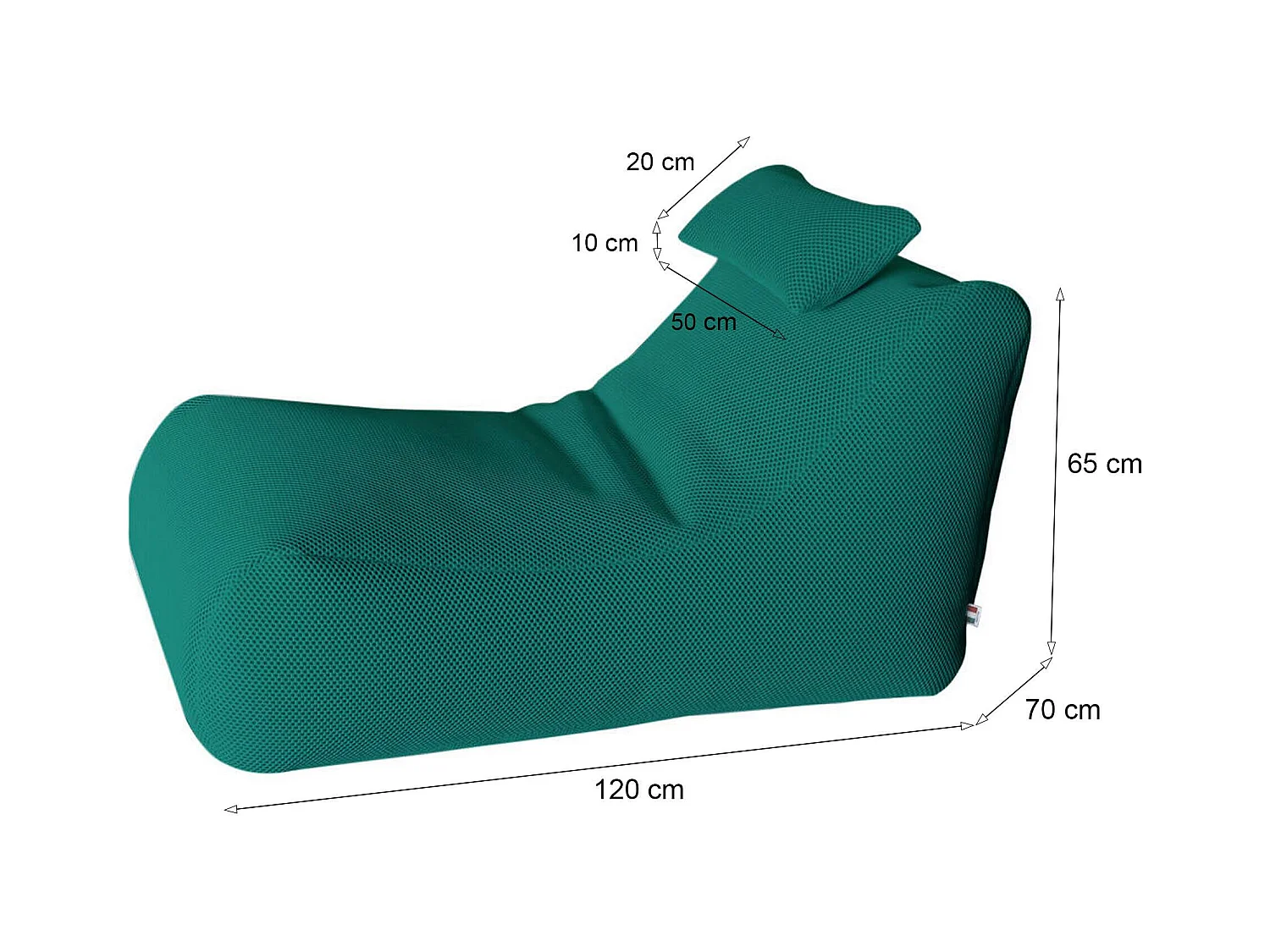 Pouf ÐœÑ–hck, Mehrzwecksessel, Sitzsack, Hockerhocker, Made in Italy, 70x120 h65 cm, Grün