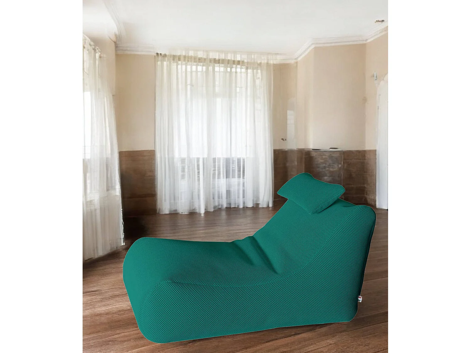 Pouf ÐœÑ–hck, Fauteuil polyvalent, Chaise sac, Pouf repose-pieds, Made in Italy, 70x120 h65 cm, Vert