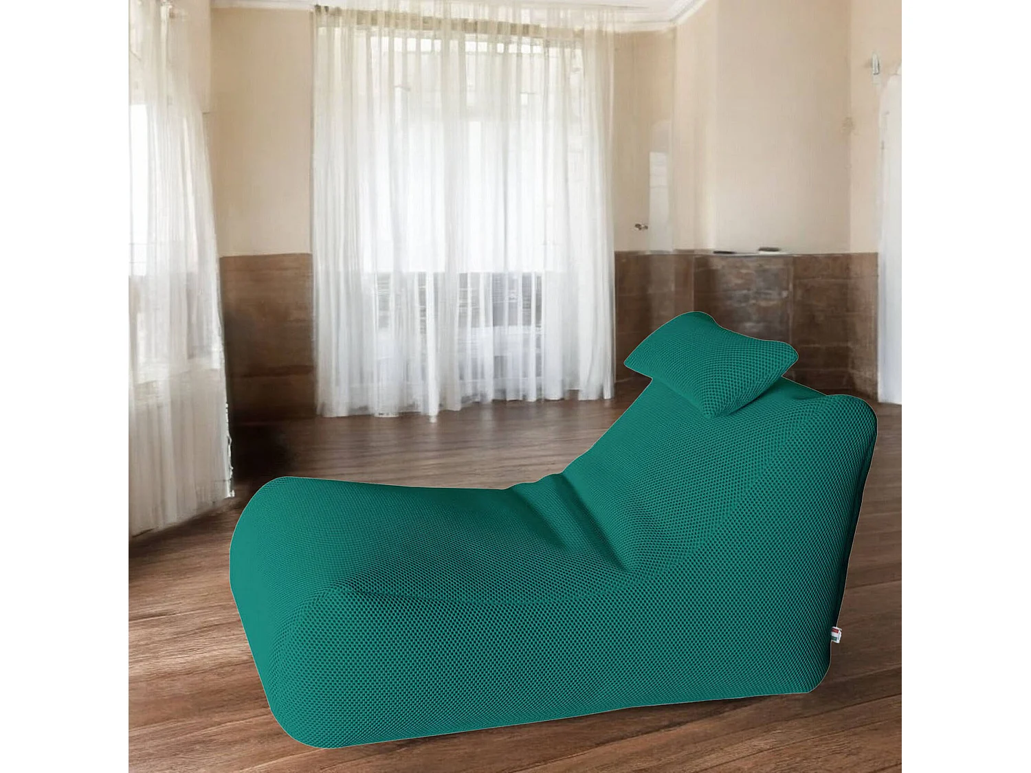 Pouf ÐœÑ–hck, Fauteuil polyvalent, Chaise sac, Pouf repose-pieds, Made in Italy, 70x120 h65 cm, Vert