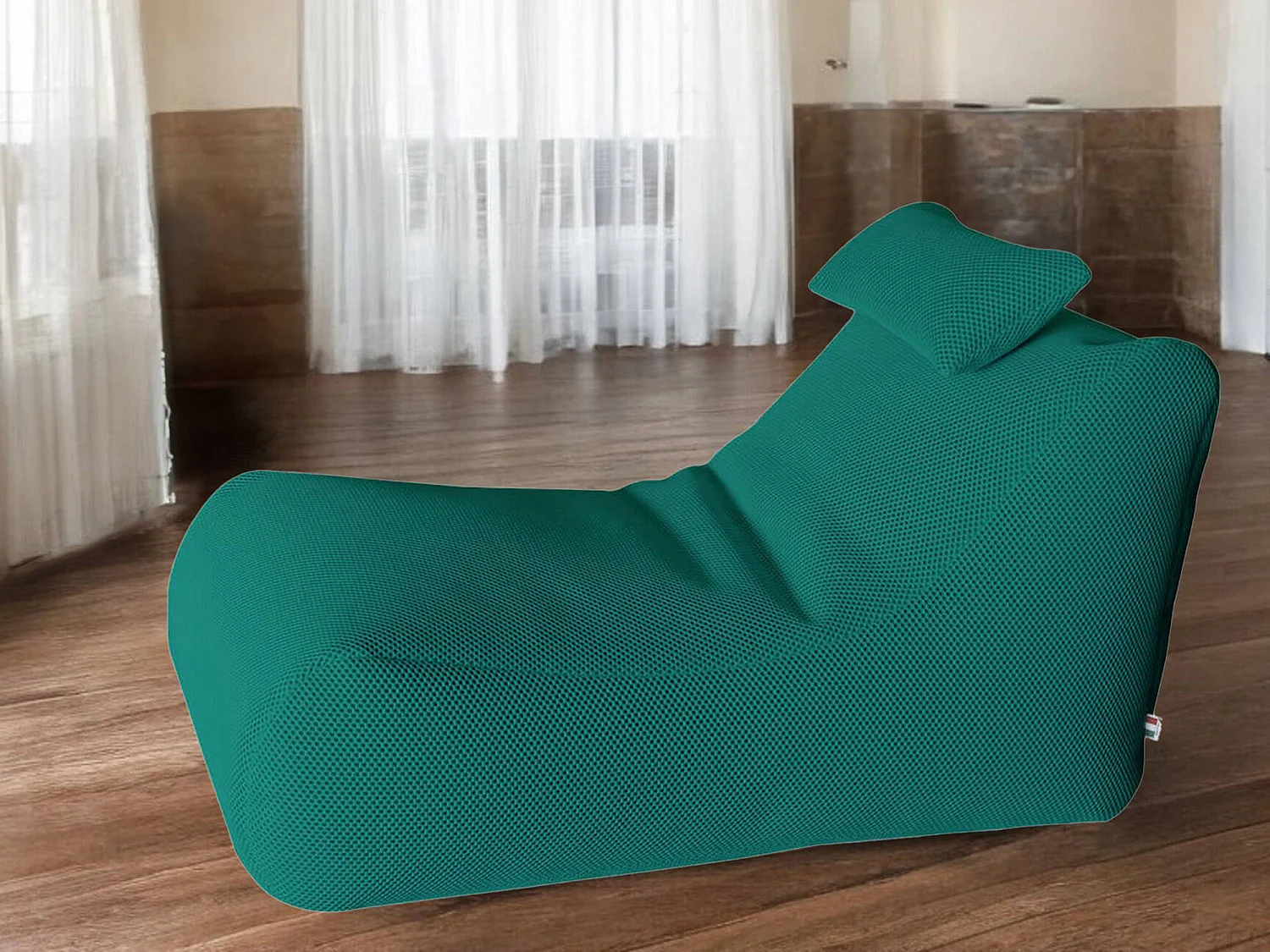 Pouf ÐœÑ–hck, Fauteuil polyvalent, Chaise sac, Pouf repose-pieds, Made in Italy, 70x120 h65 cm, Vert