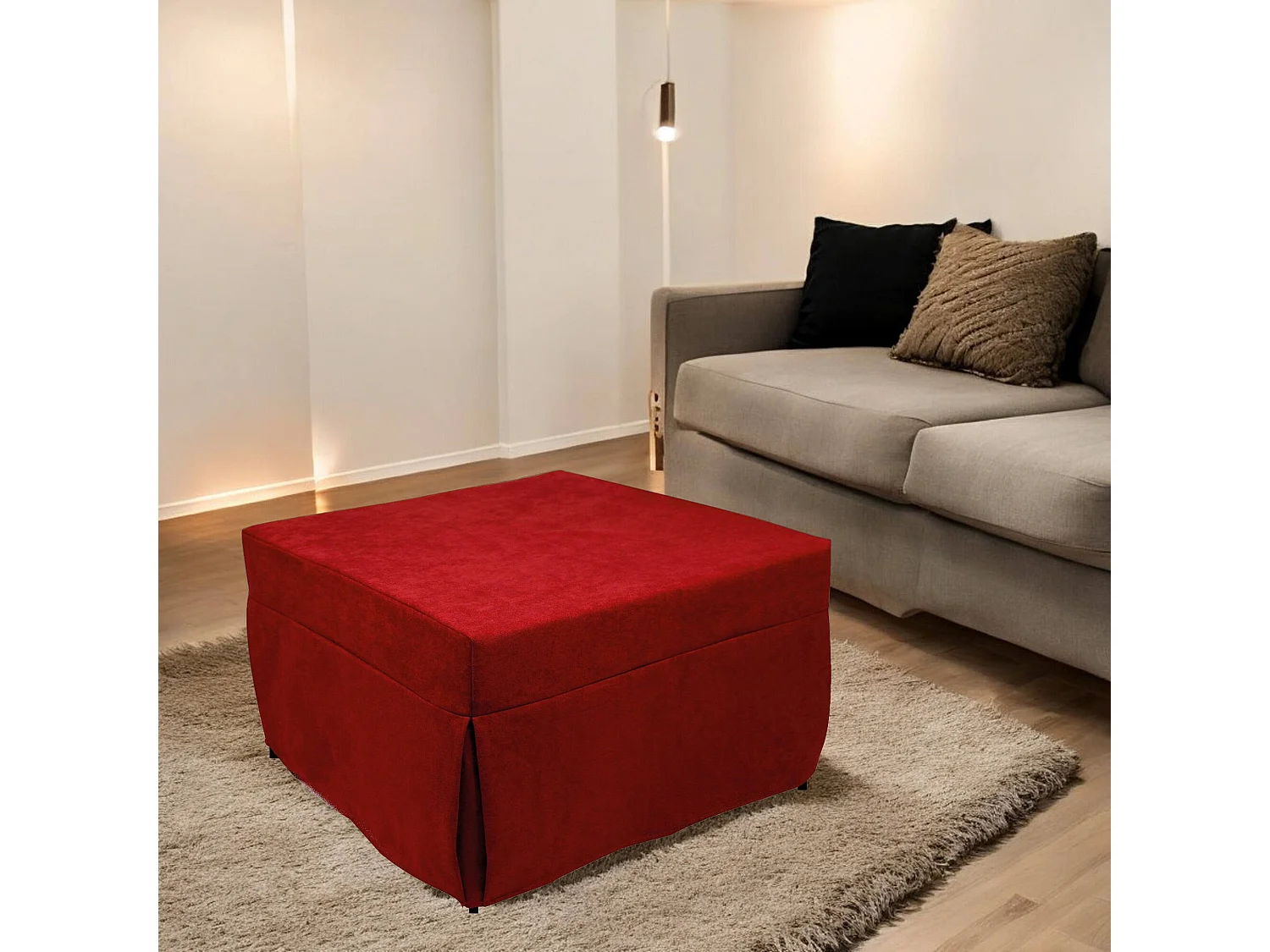 Arno poef, Multifunctionele fauteuil, Zitzak, Voetenbank poef, Made in Italy, 78x78 h45 cm, Rood