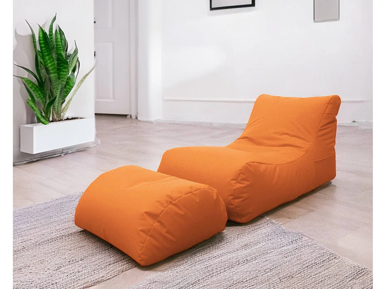 Alton poef, Multifunctionele fauteuil, Zitzak, Voetenbank poef, Made in Italy, 120x80 h60 cm, Oranje