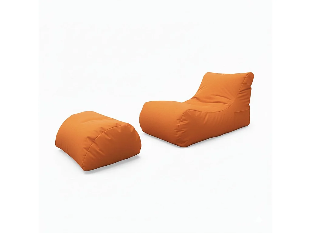Pouf Alton, Fauteuil polyvalent, Chaise sac, Pouf repose-pieds, Made in Italy, 120x80 h60 cm, Orange