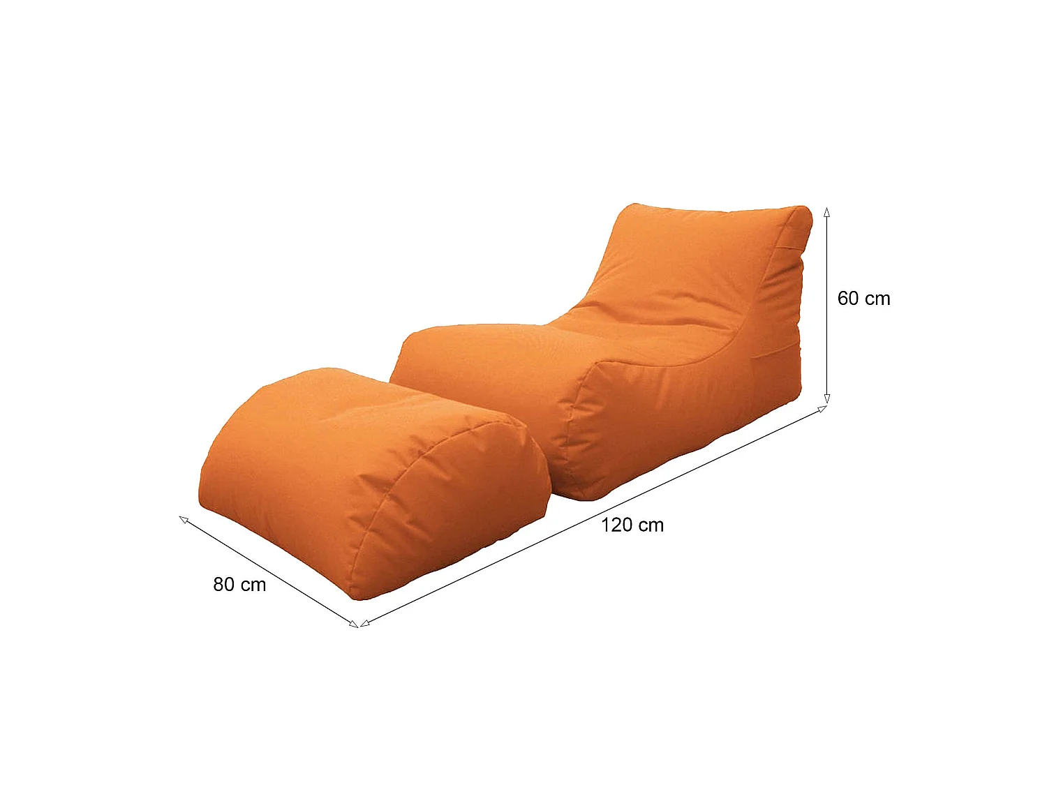 Alton poef, Multifunctionele fauteuil, Zitzak, Voetenbank poef, Made in Italy, 120x80 h60 cm, Oranje