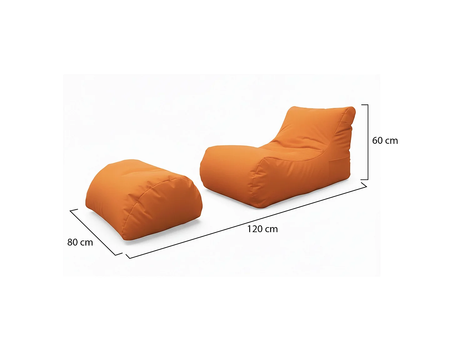 Alton poef, Multifunctionele fauteuil, Zitzak, Voetenbank poef, Made in Italy, 120x80 h60 cm, Oranje