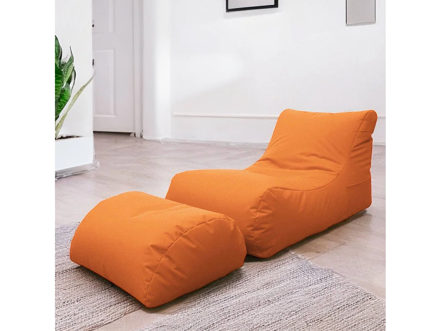 Alton poef, Multifunctionele fauteuil, Zitzak, Voetenbank poef, Made in Italy, 120x80 h60 cm, Oranje