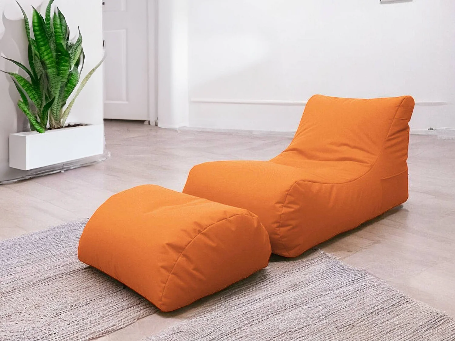 Pouf Alton, Forma Sacco Made in Italy, 80x120x60h cm Arancione