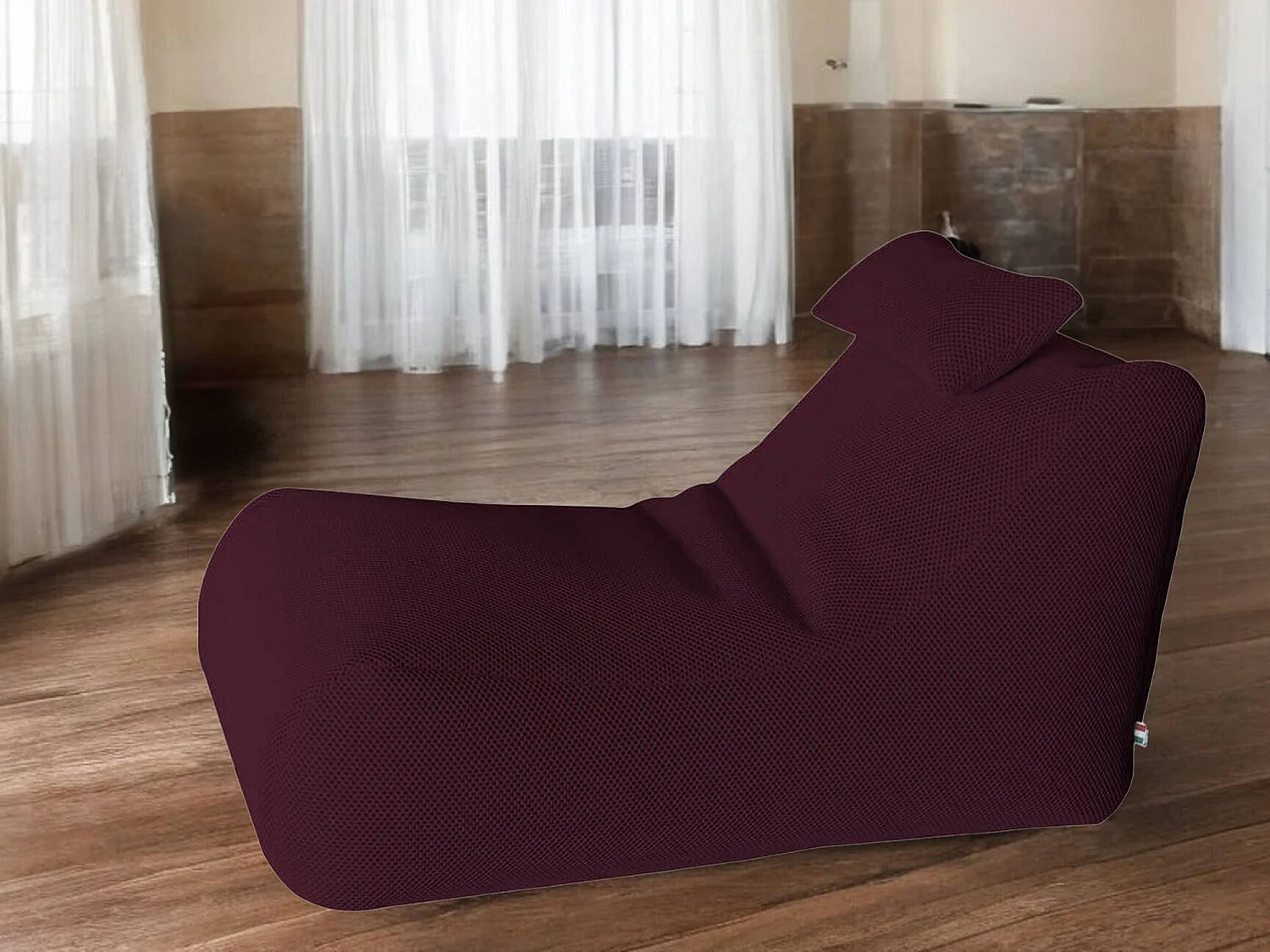 Pouf ÐœÑ–hck, Fauteuil polyvalent, Chaise sac, Pouf repose-pieds, Made in Italy, 70x120 h65 cm, Bordeaux