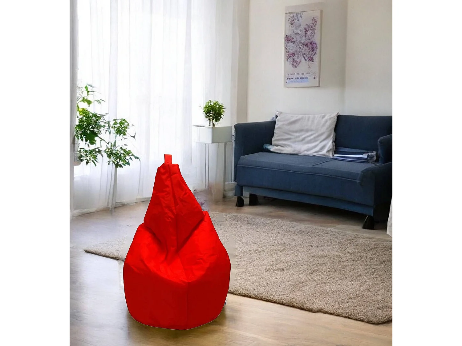 Pouf Angillina, Mehrzwecksessel, Sitzsack, Hockerhocker, Made in Italy, 80x80 h120 cm, Rot