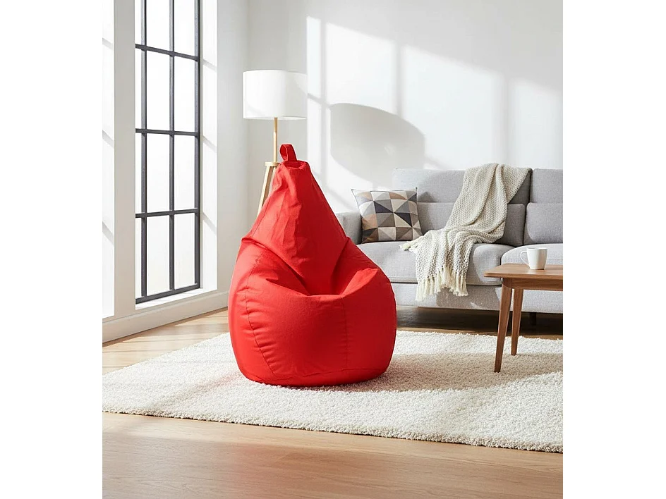 Pouf Angillina, Mehrzwecksessel, Sitzsack, Hockerhocker, Made in Italy, 80x80 h120 cm, Rot