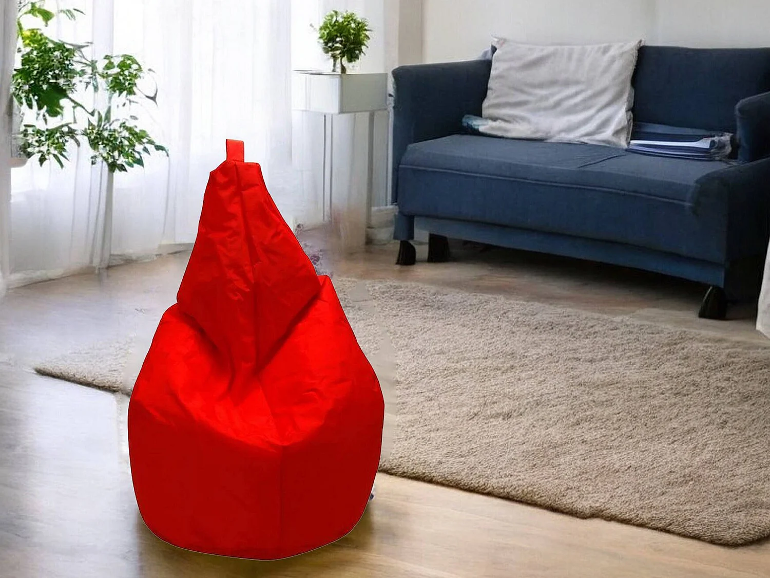 Pouf Angillina, Fauteuil polyvalent, Chaise sac, Pouf repose-pieds, Made in Italy, 80x80 h120 cm, Rouge