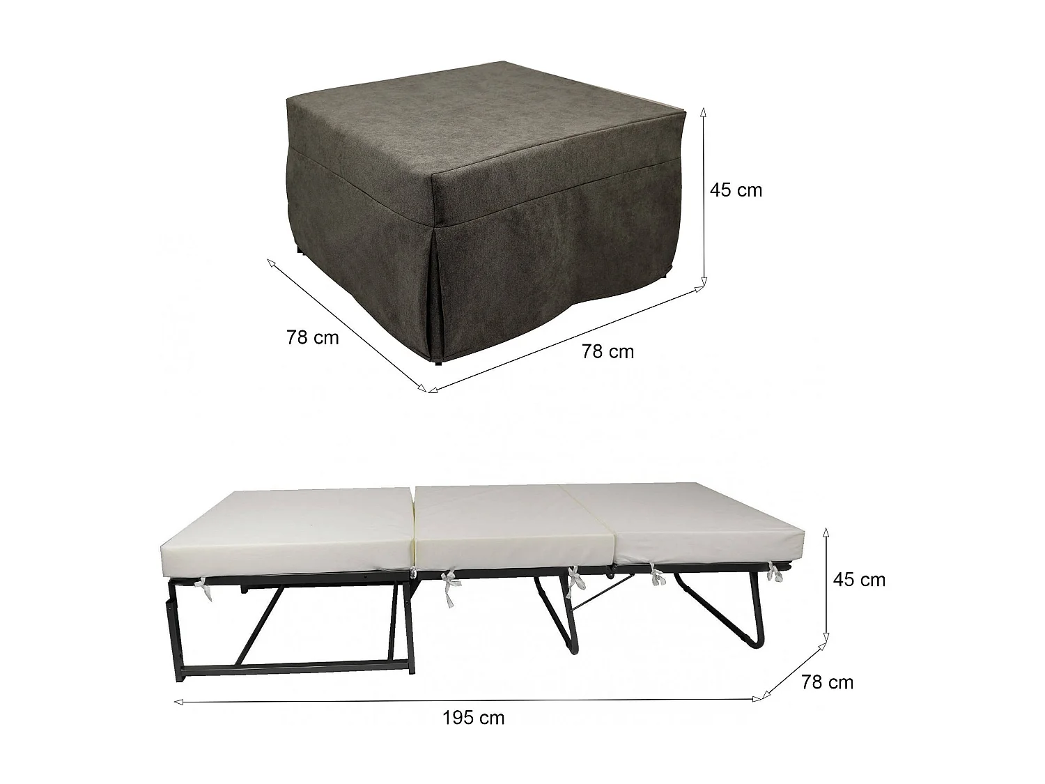 Pouf Arno, Mehrzwecksessel, Sitzsack, Hockerhocker, Made in Italy, 78x78 h45 cm, Braun