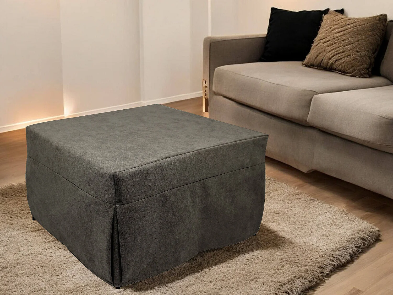 Pouf Arno, Fauteuil polyvalent, Chaise sac, Pouf repose-pieds, Made in Italy, 78x78 h45 cm, Marron