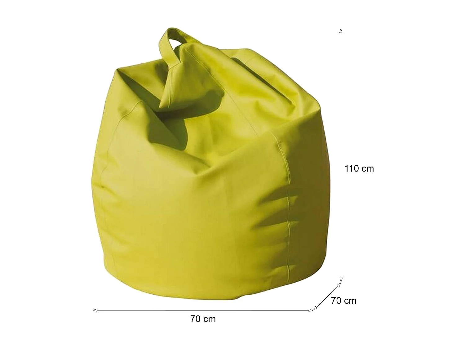 Pouf Azelia, Fauteuil polyvalent, Chaise sac, Pouf repose-pieds, Made in Italy, 70x70 h110 cm, Jaune
