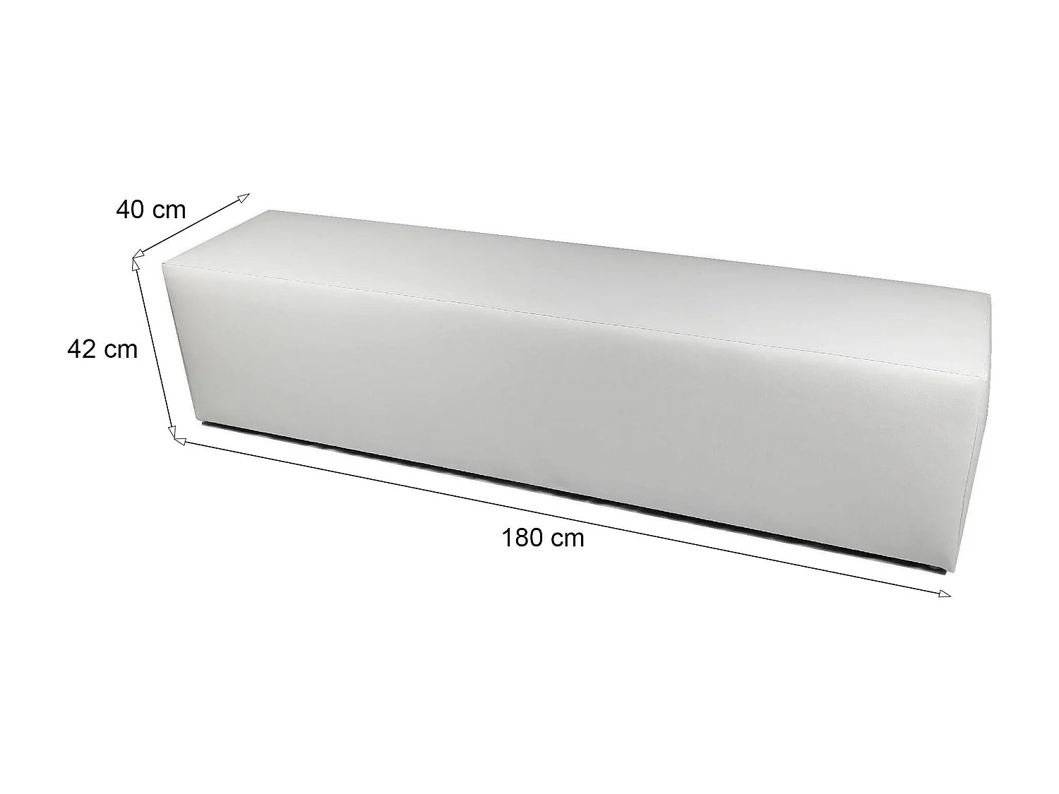 Pouf Apecchio, Mehrzwecksessel, Sitzsack, Hockerhocker, Made in Italy, 180x40 h42 cm, WeiÃŸ