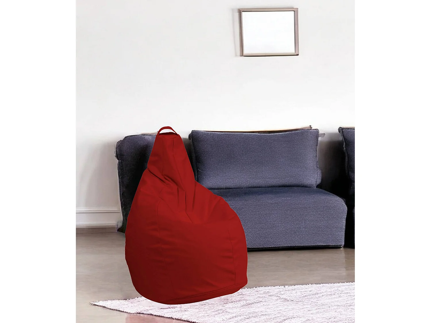 Pouf Aunter, Fauteuil polyvalent, Chaise sac, Pouf repose-pieds, Made in Italy, 90x90 h120 cm, Rouge