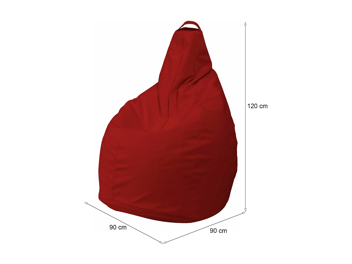 Pouf Aunter, Forma Sacco Made in Italy, 90x90x120h cm Rosso