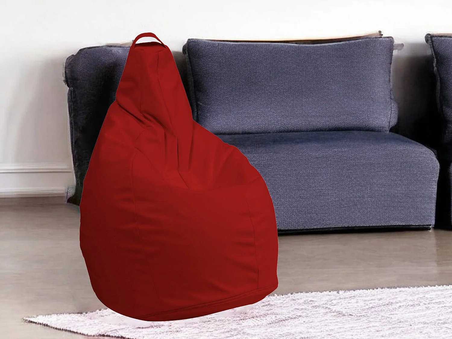 Pouf Aunter, Fauteuil polyvalent, Chaise sac, Pouf repose-pieds, Made in Italy, 90x90 h120 cm, Rouge
