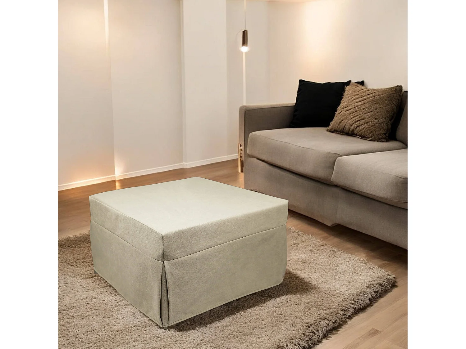 Pouf Arno, Fauteuil polyvalent, Chaise sac, Pouf repose-pieds, Made in Italy, 78x78 h45 cm, Beige