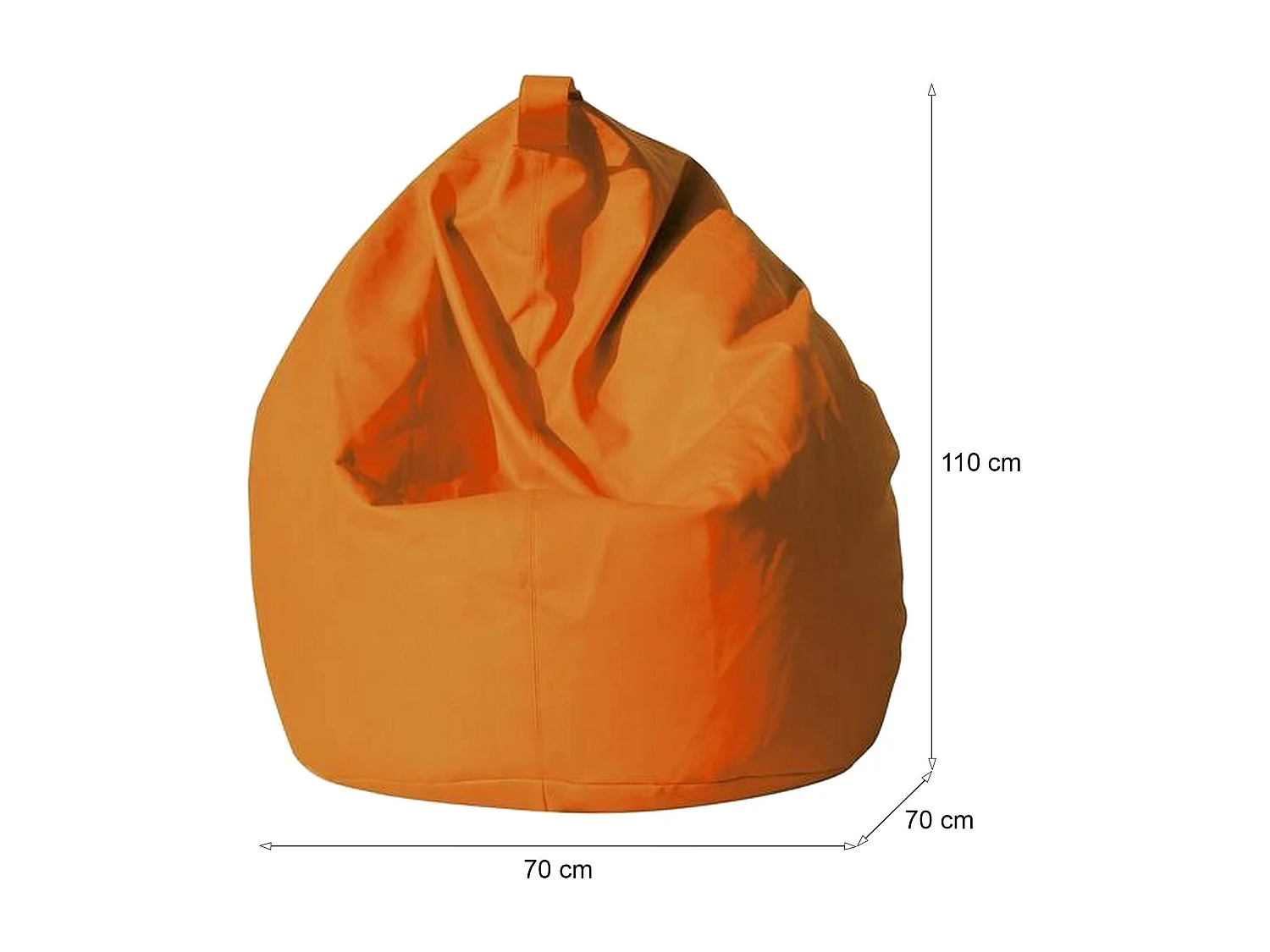 Pouf Azelia, Mehrzwecksessel, Sitzsack, Hockerhocker, Made in Italy, 70x70 h110 cm, Orange