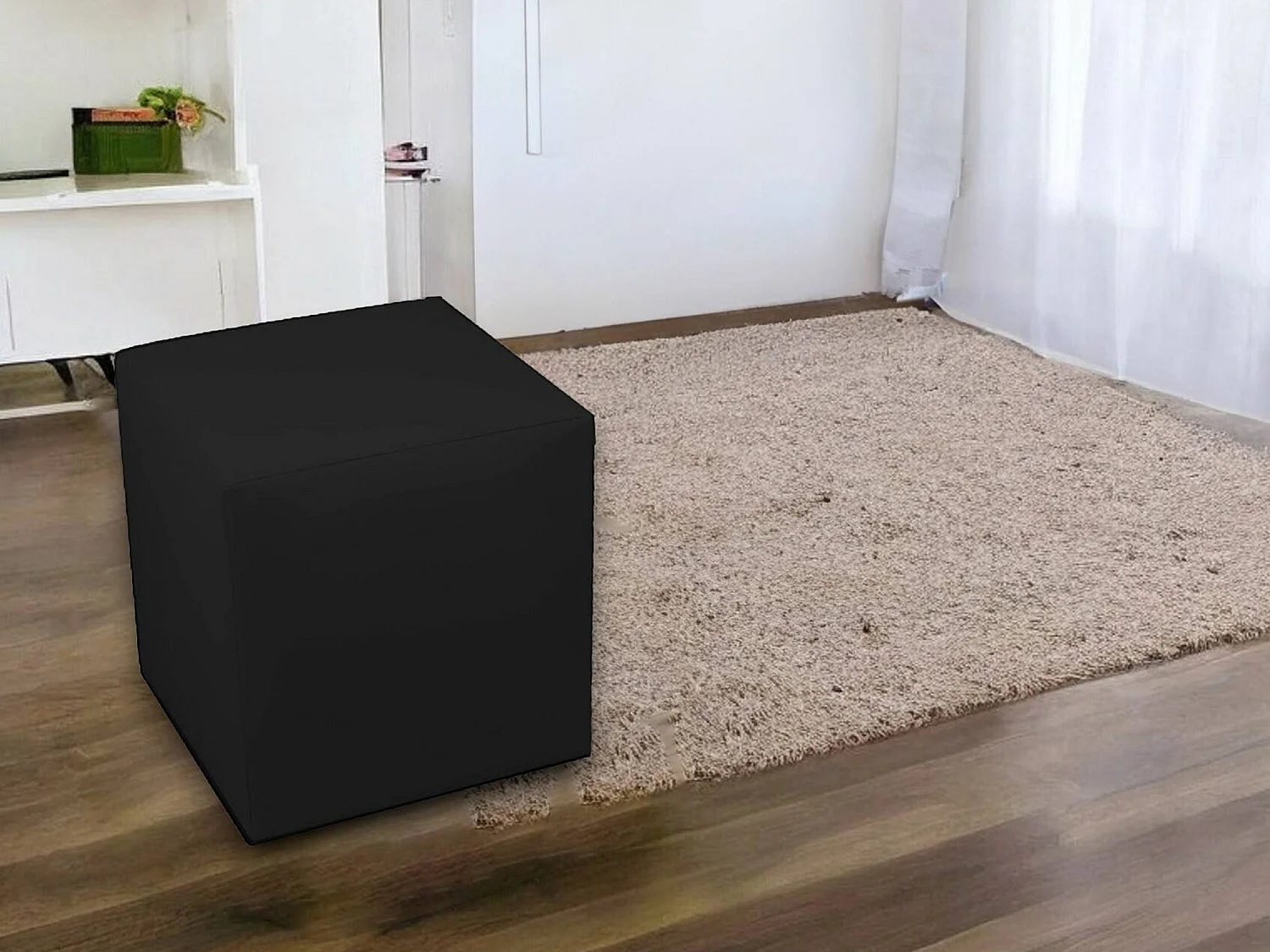 Pouf Accumoli, Fauteuil polyvalent, Chaise sac, Pouf repose-pieds, Made in Italy, 40x40 h42 cm, Noir